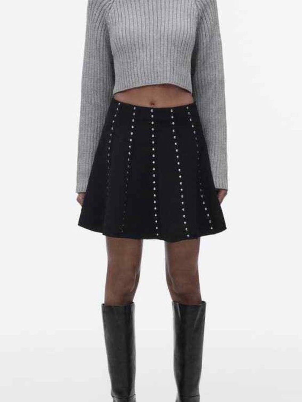 NWT Zara Silver Stud Black Mini Skirt